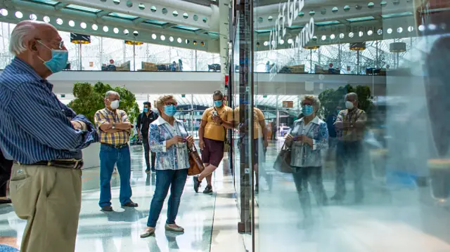 People visit Vasco Da Gama Mall in Lisbon, Portugal