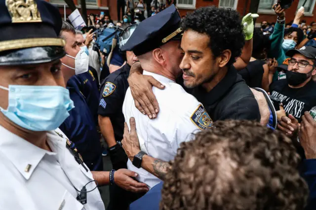 Terence Monahan meets with protesters