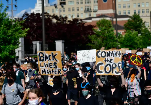 Protesters march through Center City on June 1, 2020 in Philadelphia, Pennsylvania.