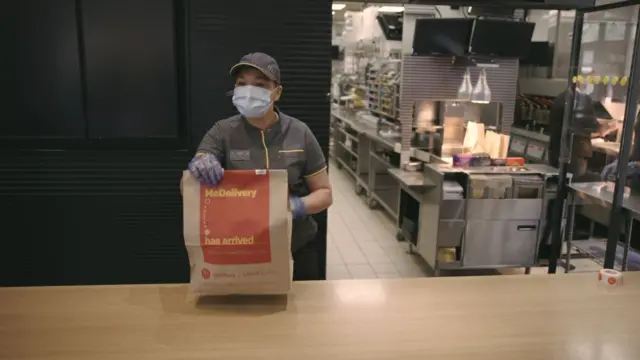 McDonald's worker wearing PPE