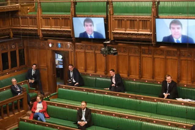 MPs observe social-distancing rules in the Commons chamber