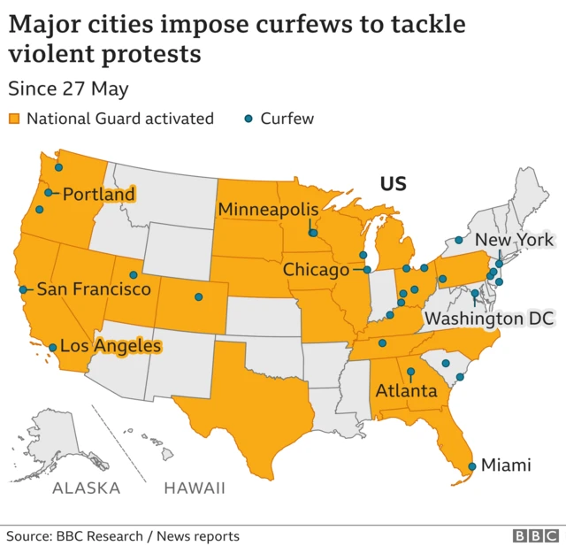 Map of curfews