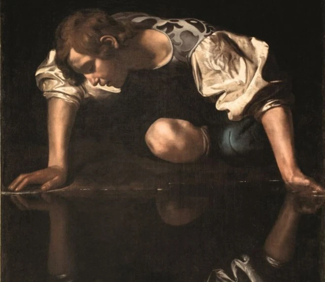 Caravaggio's Narcissus painting