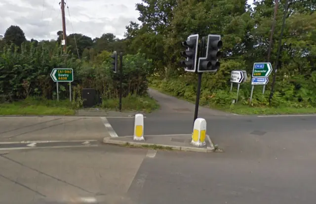 A638 Great North Road, at the junction with Hurst Lane