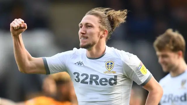 Luke Ayling celebrates scoring a goal