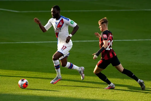 Crystal Palace's Christian Benteke and Bournemouth's David Brooks