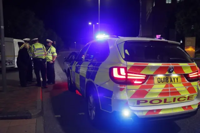 Police officers in reading town centre