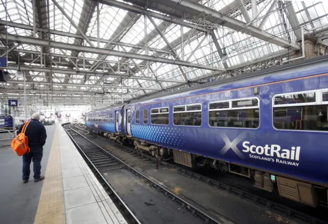 A ScotRail train at Glasgow Central station