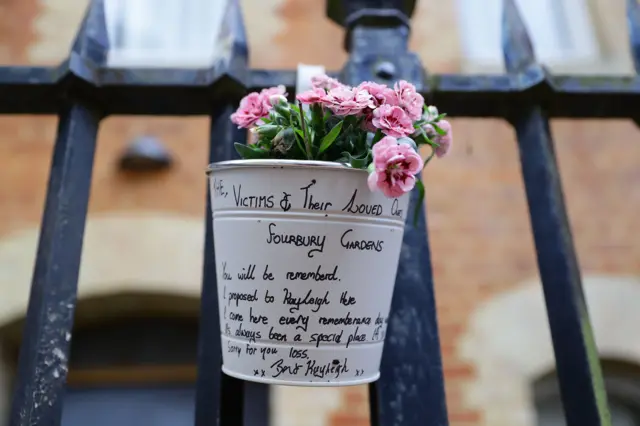 Flowers left outside Forbury Gardens