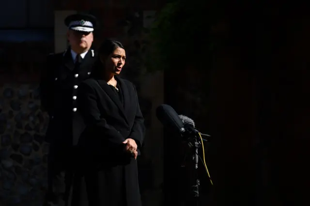 Priti Patel speaking in Reading on Monday morning