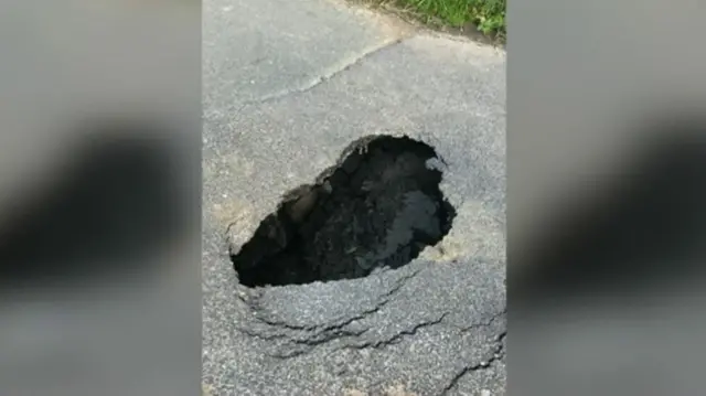 A hole in the road