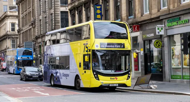 A bus in central Glasgow