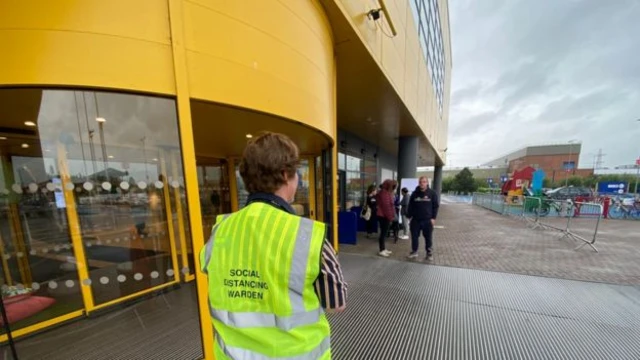 Staff at Ikea were on hand to help customers navigate the store's new approach following the lifting of restrictions