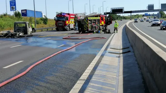 Crash and fire on the M1