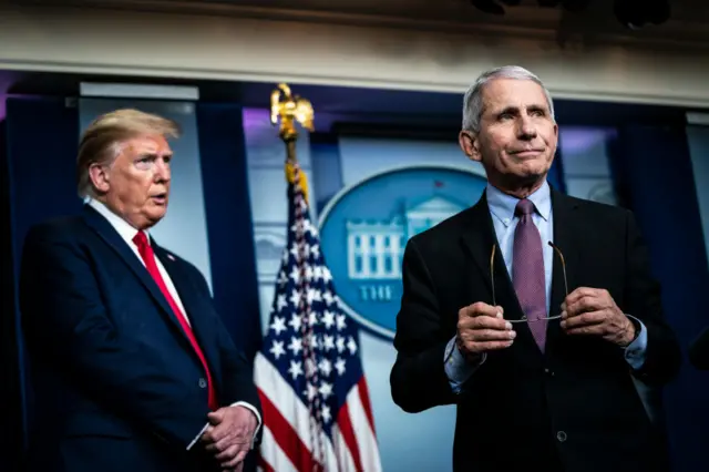 Dr Fauci has frequently spoken alongside President Trump in taskforce briefings