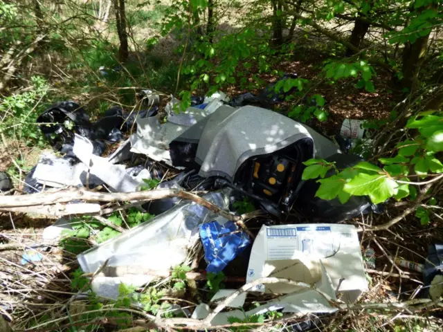 Fly-tipping at Blawhorn Moss