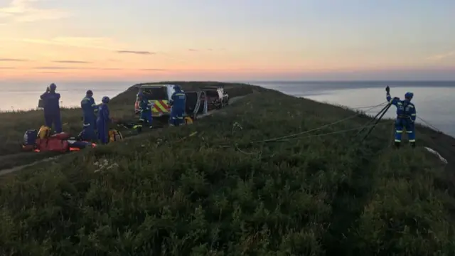 The team on the cliffs