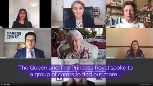 A video call including the Queen