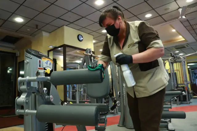 Cleaner in a gym in Moscow