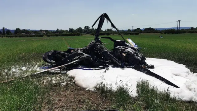 The helicopter after crash