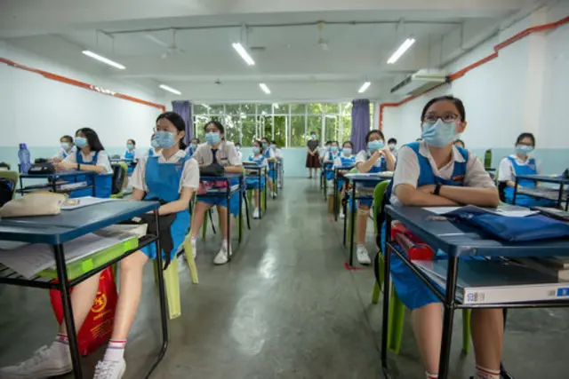 School pupils with masks in Kuala Lumpar