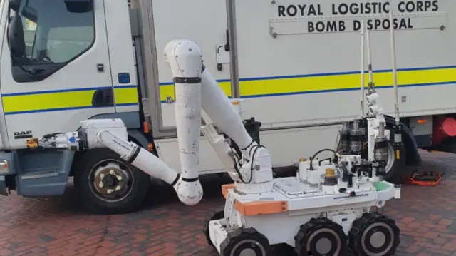 Bomb disposal equipment in Tipton