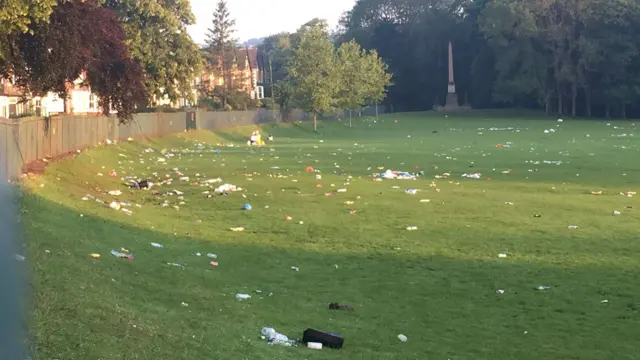 Litter left in the park