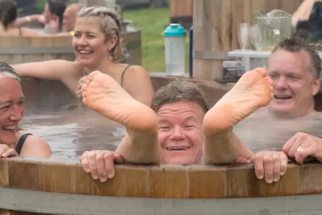 Group in a hot tub