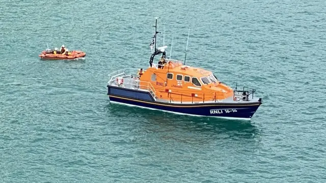 Lifeboats in Porthcurno rescue