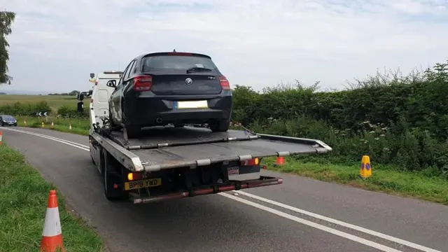 Car being towed