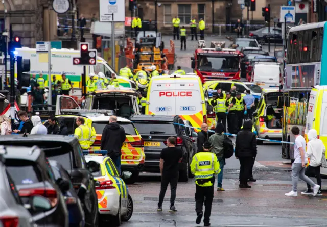 Police block off Glasgow's West George Street