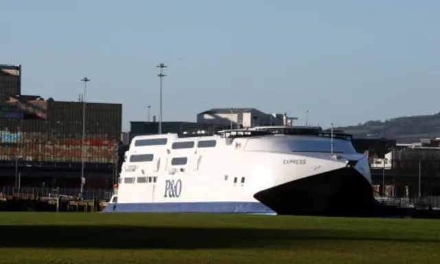 Ferry berthed in Belfast