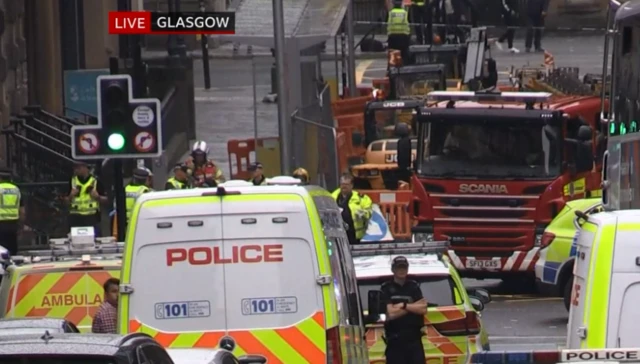 Police attend the incident in Glasgow