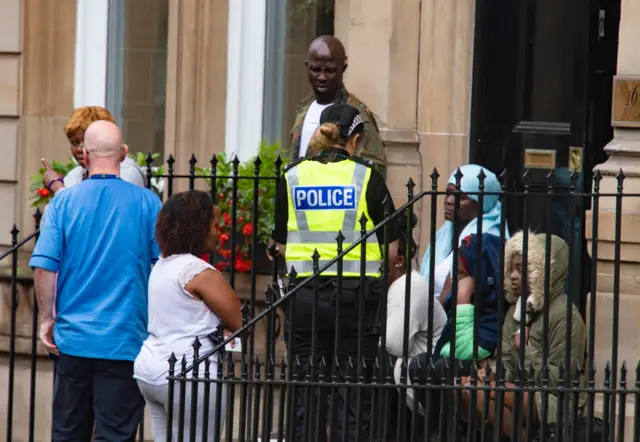 Police officers were taking statements for bystanders