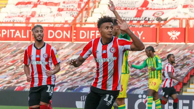 Ollie Watkins celebrates his winner against West Brom