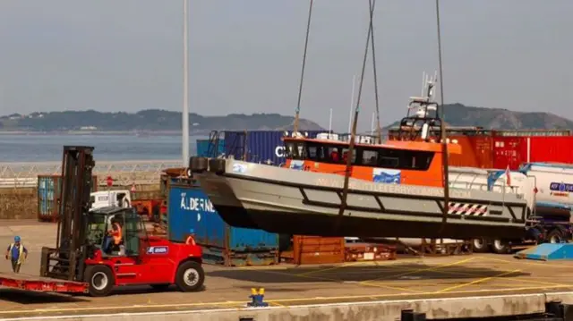 Little Ferry being lifted out of the water