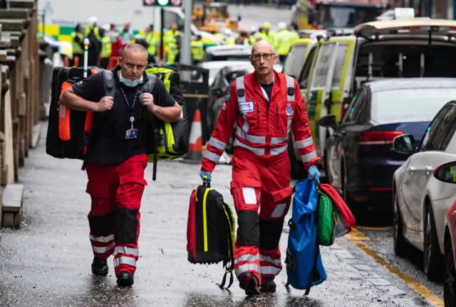 Paramedics attend the incident in Glasgow city centre