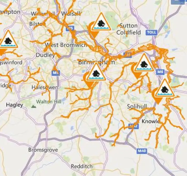 Flood warning map