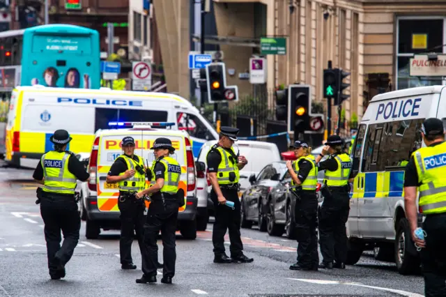 Police in West George Street, Glasgow