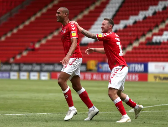 Darren Pratley celebrates his goal for Charlton