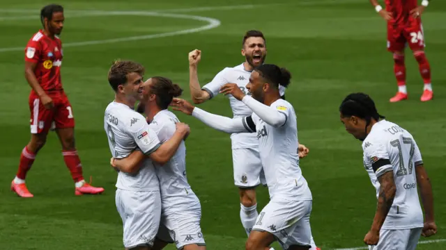 Leeds celebrate Patrick Bamford's goal