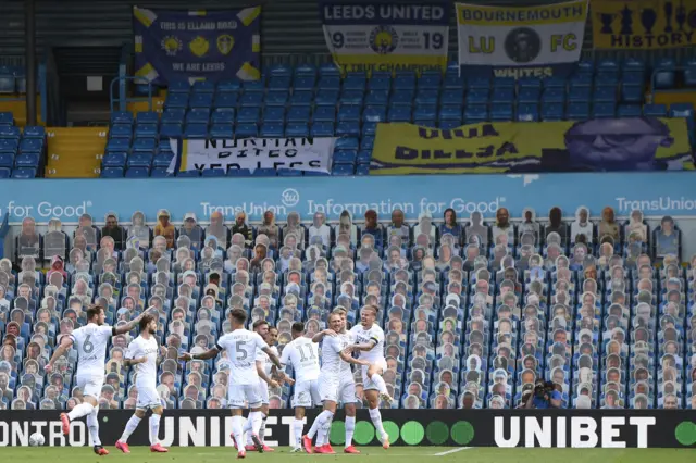 Leeds celebrate Patrick Bamford's goal