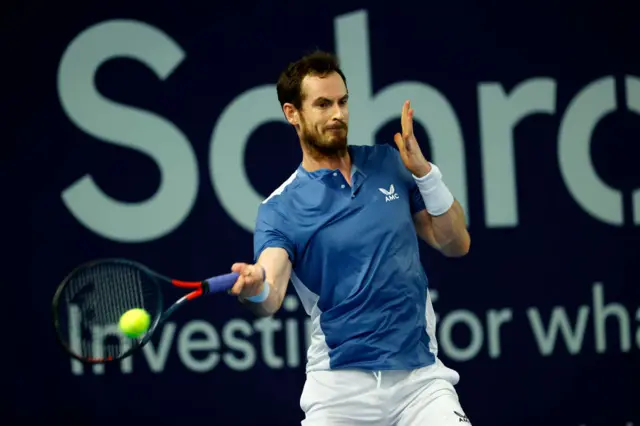 Andy Murray hits a forehand