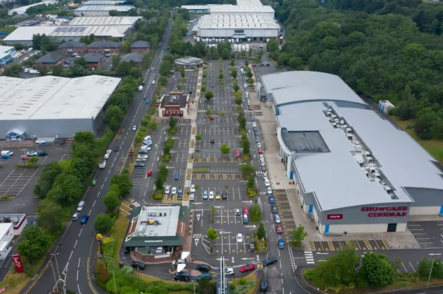 Cars queue for McDonald's as it reopened at Nantgarw today