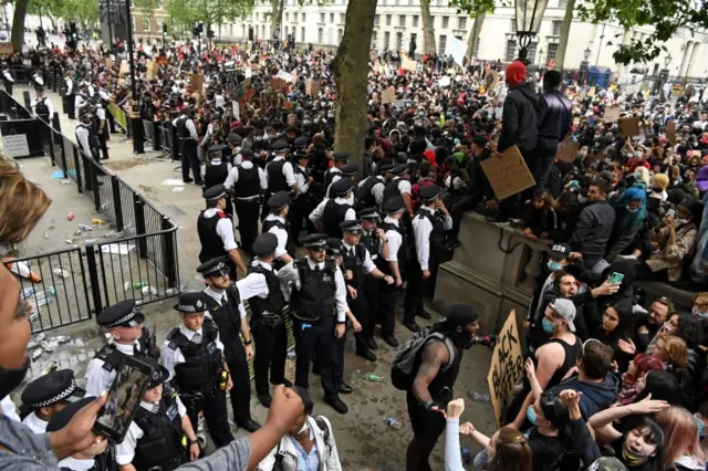 Protests outside Downing Street