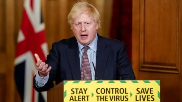 Boris Johnson during Wednesday's Downing Street briefing