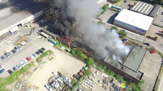 Aerial image of the fire taken by a drone