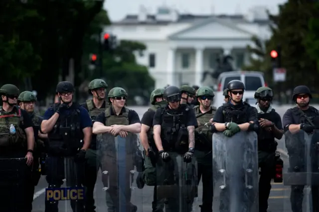 Law enforcement outside the White House today