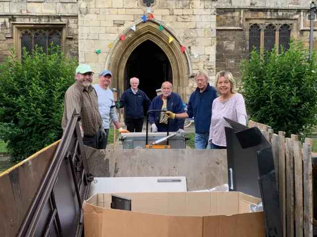 Rev Eleanor Robertshaw and parishioners