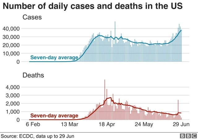 Cases and deaths in US